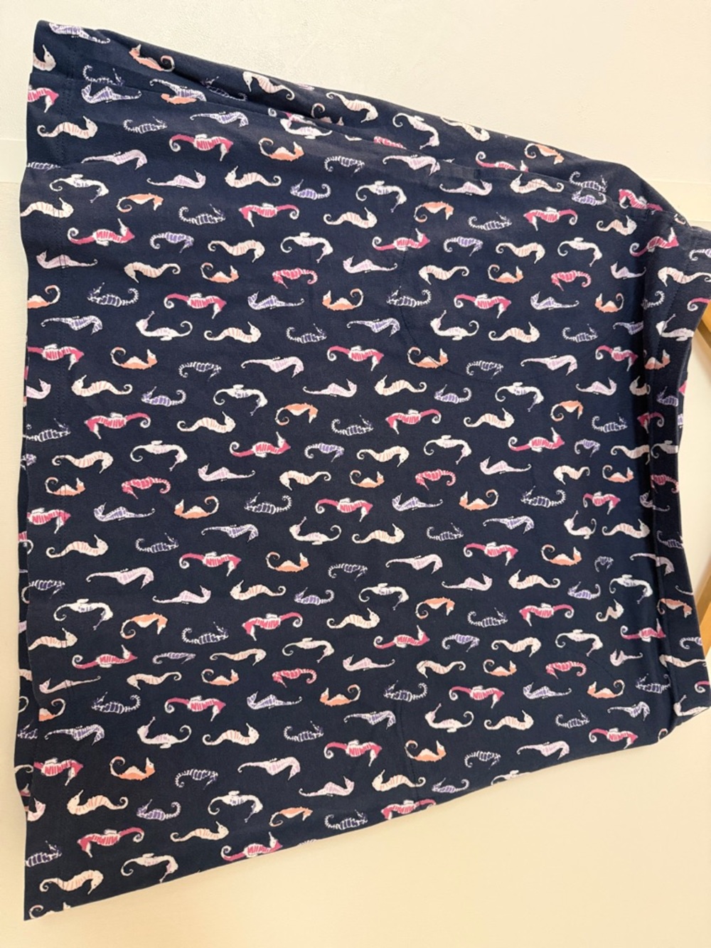 J.Jill Navy Skirt with Multicolor Seahorse Print